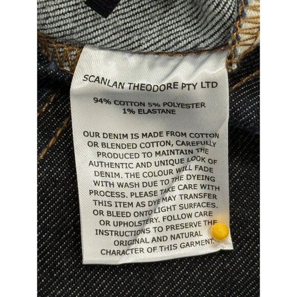 Scanlan Theodore Womens Dark Wash Wide-Leg Denim Pants High-Waist Trouser Size 8 - Picture 9 of 9